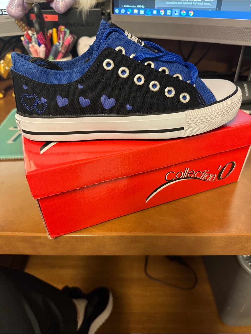 Black & Blue Heart Low-Top Sneakers